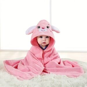 Pink Baby Hooded Towel with Bunny Ears